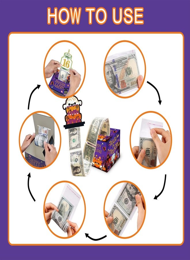 Racenaf Halloween Birthday Party Decorations Money Box - Happy Birthday Money Box for Cash Gift Pull and 30Pcs Transparent Bags for Kids Women Men Girls Boys Halloween Birthday Gift - Image 4